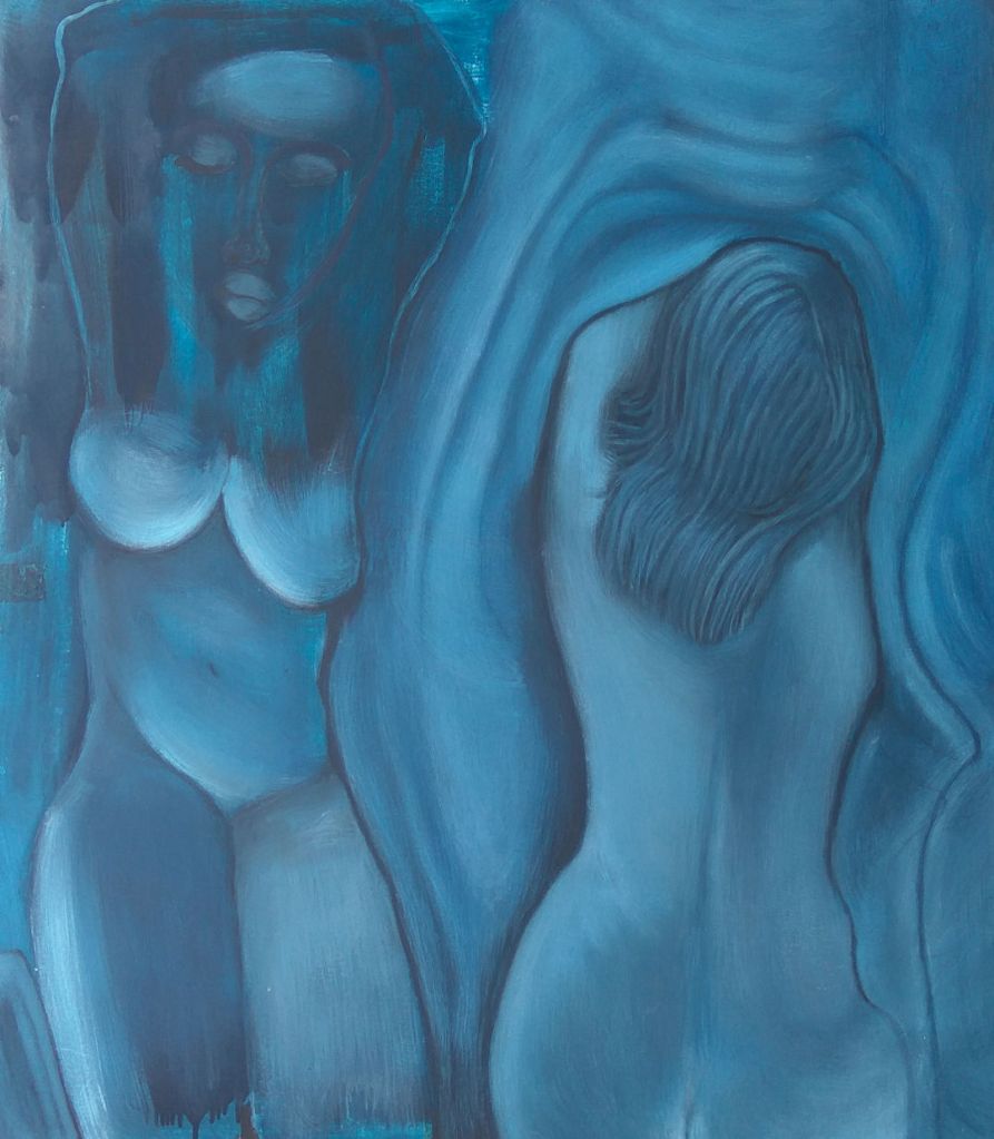 Trasparenze blu. Cm 120 x 150. Acrilico su tela.